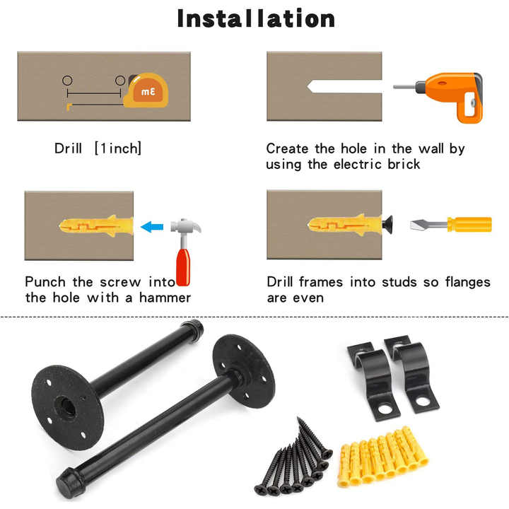 DYMACHINE Настенные кронштейны для стеллажей DIY Подвесные черные